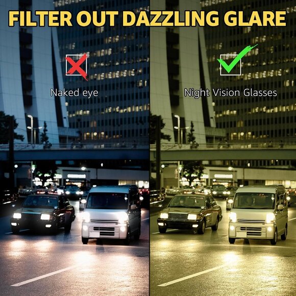 Polarized Night Vision Glasses Women Anti Glare Driving Yellow Lens UV400 - Picture 3 of 7